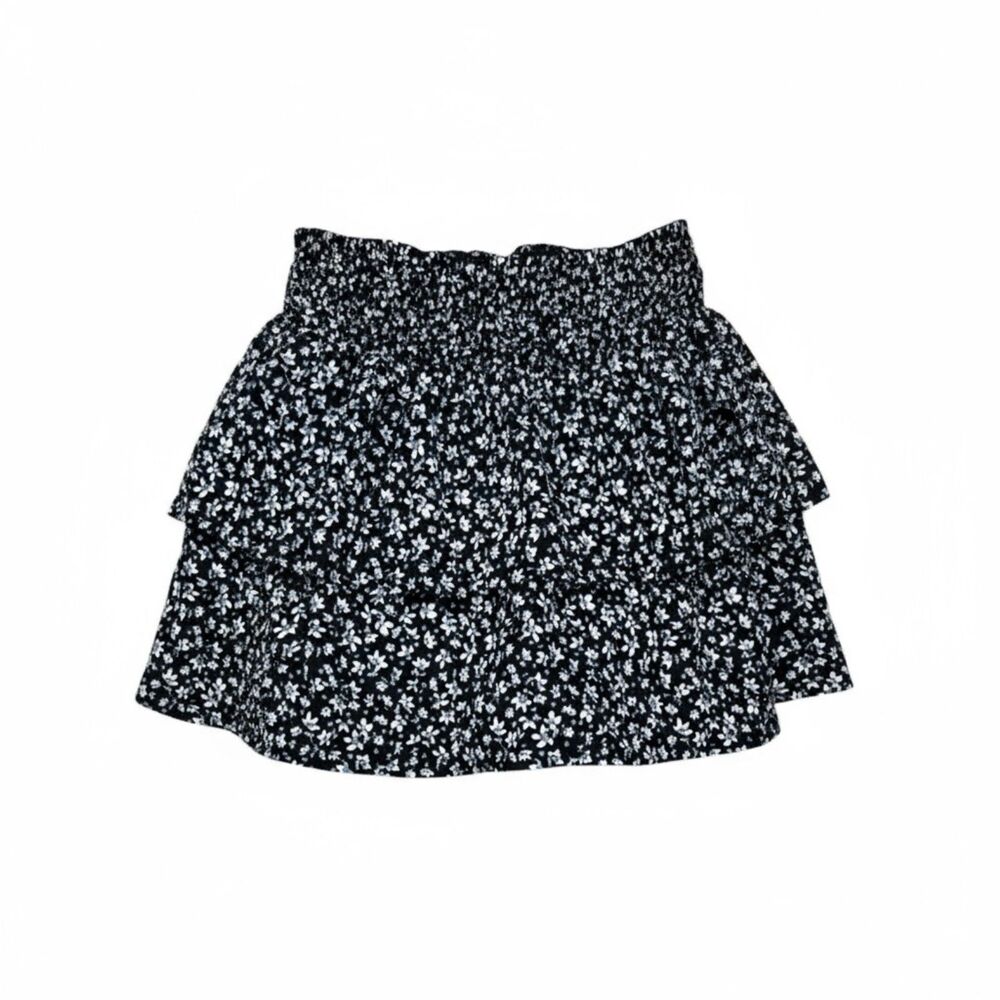 Zara Black, White & Blue Floral Ruffle Skort – Girls’ Size 13–14 (164 cm)